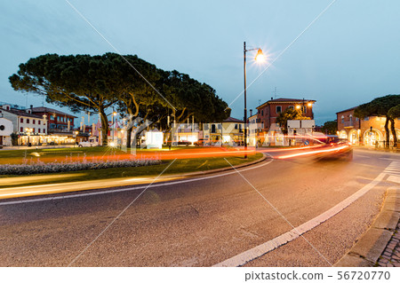 the light trails in colorfull street  56720770