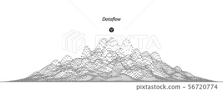 Vector abstract composition made of particles and wireframe. Concept design of digital landscape Vector abstract composition made of particles and wireframe. Concept design of digital landscape 56720774