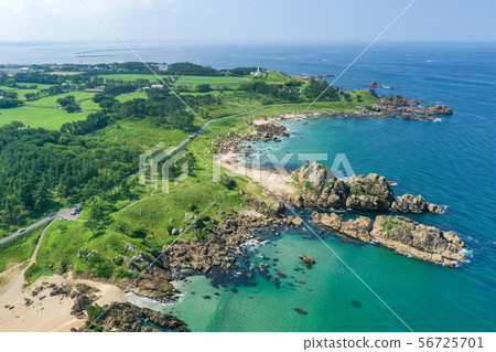Hanenohe市，青森縣Tanesashi海岸鳥瞰圖，夏天 56725701