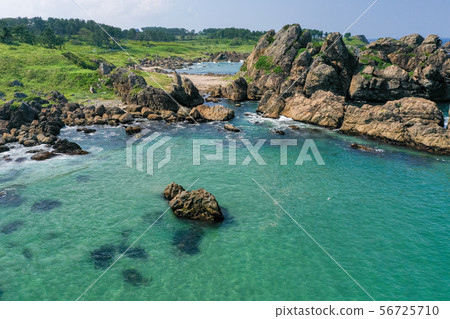 Hanenohe City, Aomori Prefecture Aerial view of Tanesashi Coast, summer 56725710