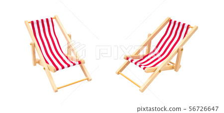 Group of wooden red beach chairs. Group of wooden red beach chairs. 56726647