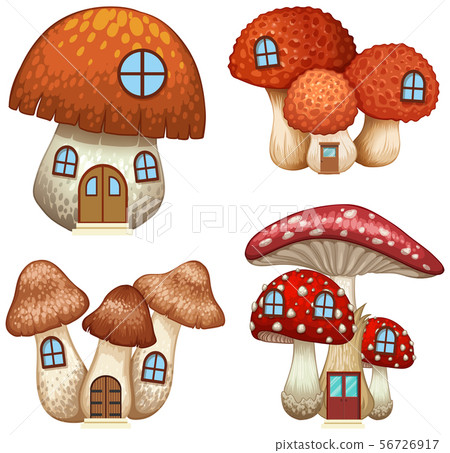 Four designs of mushroom houses 56726917