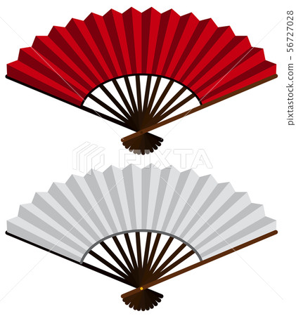 Two hand fans in red and white Two hand fans in red and white 56727028