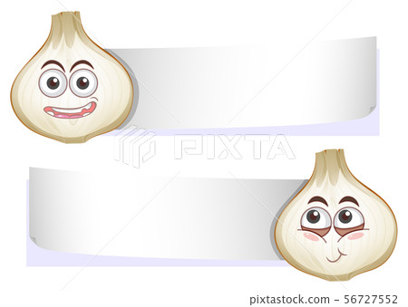 Garlic with Blank Banner on White Background Garlic with Blank Banner on White Background 56727552