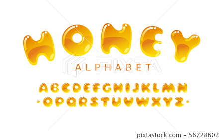 Honey alphabet. Amber bubble uppercase vector letters Honey alphabet. Amber bubble uppercase vector letters 56728602