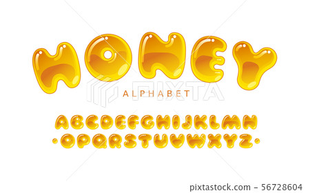 Honey alphabet. Amber bubble uppercase vector letters Honey alphabet. Amber bubble uppercase vector letters 56728604