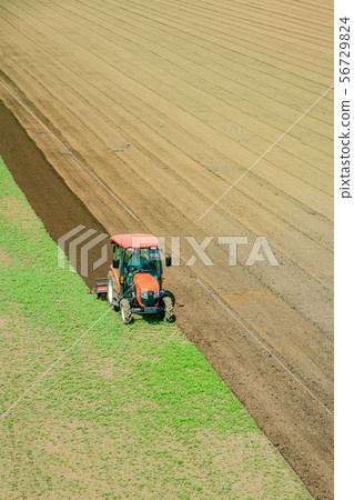 Plowing the field with a tractor 56729824