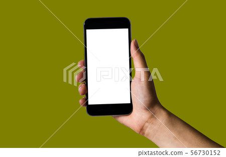 Women using smartphone screen in olive background. Women using smartphone screen in olive background. 56730152