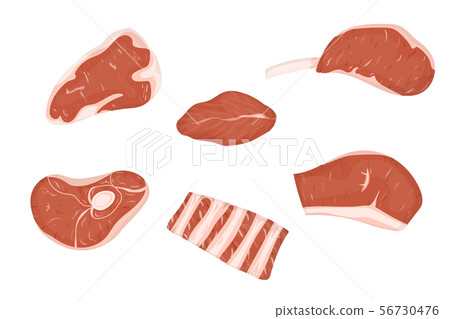 Set of red meats cuts. 56730476