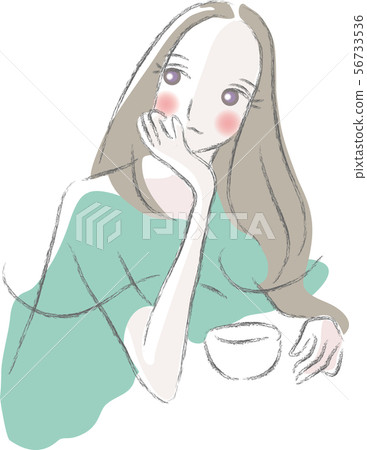 Woman relaxing and drinking a drink 56733536