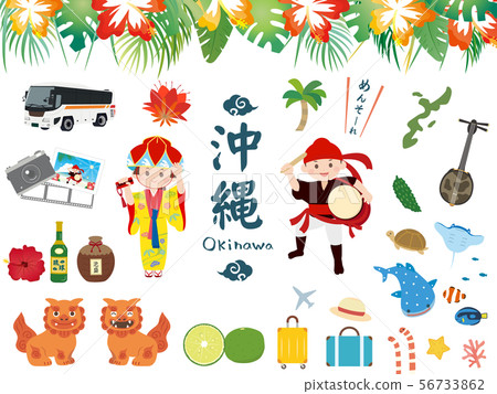 Cute Okinawa illustration materials 56733862