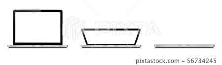 Open and closed laptop. Laptop lid opening stages 56734245