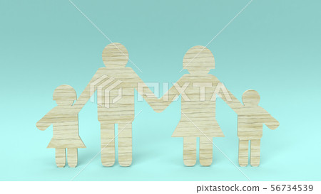 family group wood die cut for home concept. family group wood die cut for home concept. 56734539