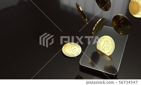 smart phone and bitcoin 3d rendering  56734547