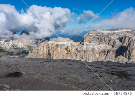 The Sass Pordoi is a relief of the Dolomites, in the Sella group, Italy The Sass Pordoi is a relief of the Dolomites, in the Sella group, Italy 56734576