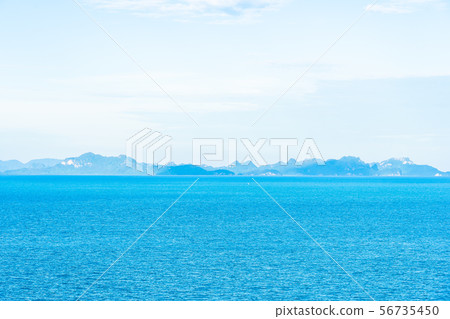 Beautiful outdoor sea ocean with white cloud blue sky around with small island around Samui island 56735450