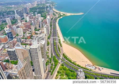 Chicago city aerial view Chicago city aerial view 56736356