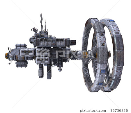 Future Space Station Isolated on White Background 3D Illustration Future Space Station Isolated on White Background 3D Illustration 56736856