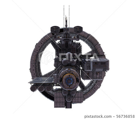 Future Space Station Isolated on White Background 3D Illustration 56736858