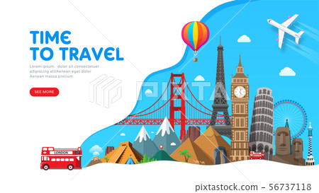 Travel banner design with famous landmarks. Travel banner design with famous landmarks. 56737118