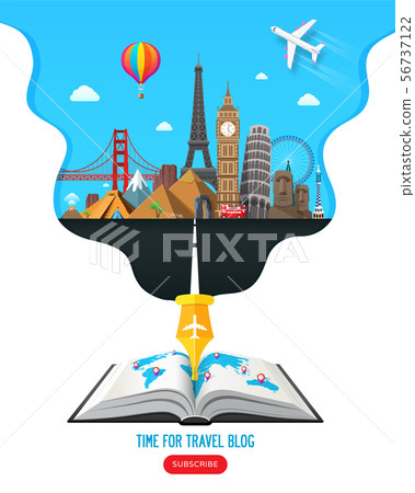 Travel banner design with famous landmarks. 56737122