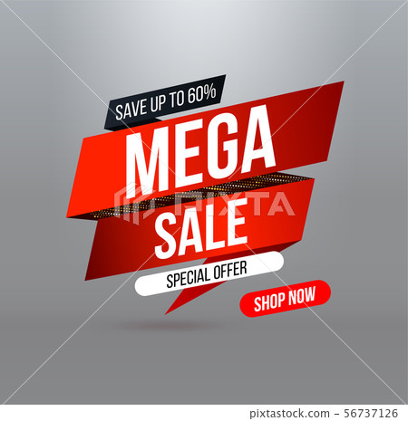Mega sale banner with gold halftone 56737126