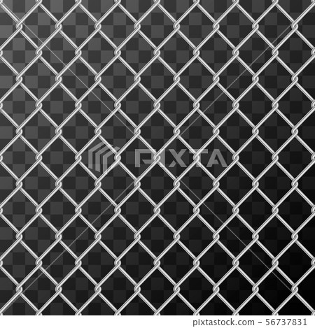 Realistic glossy metal chain link fence seamless pattern on transparent Realistic glossy metal chain link fence seamless pattern on transparent 56737831