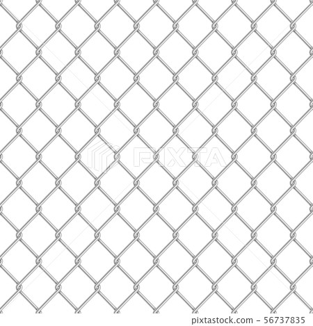 Realistic glossy metal chain link fence seamless pattern on white 56737835