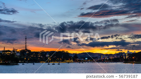 Sunset at Xuan Huong Lake in Dalat, Vietnam Sunset at Xuan Huong Lake in Dalat, Vietnam 56739187