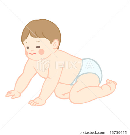 嬰兒爬行的笑容 56739655