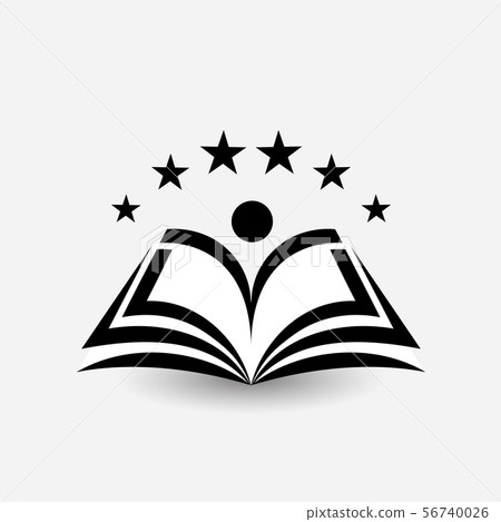 Education vector logo. Open book, dictionary, textbook or notebook with sunrice icon. Modern emblem Education vector logo. Open book, dictionary, textbook or notebook with sunrice icon. Modern emblem 56740026