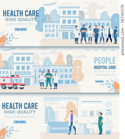 High Quality Healthcare Header Flat Banner Set Stock