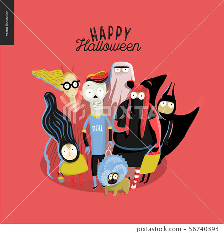 trick or treat group of children 56740393
