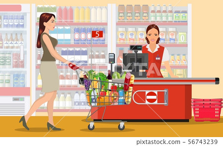 People Shopping in supermarket. 56743239