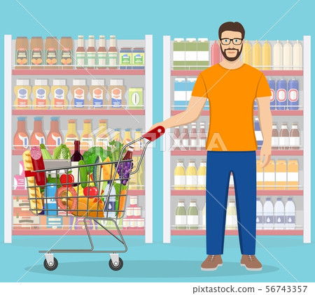 Young man shopping for groceries 56743357