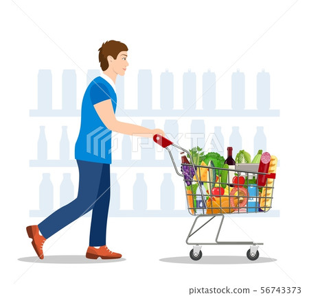 Young man shopping for groceries Young man shopping for groceries 56743373