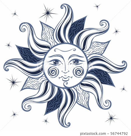 Sun. Vintage style. Astrology. Ethnic. Pagan. Boho 56744792