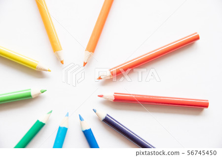 Colorful color pencil set-white background 56745450