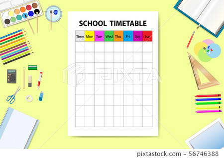 Horizontally oriented vector with school timetable - Stock Illustration ...