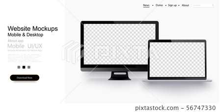 mock up Realistic laptop and computer monitor mock up Realistic laptop and computer monitor 56747330