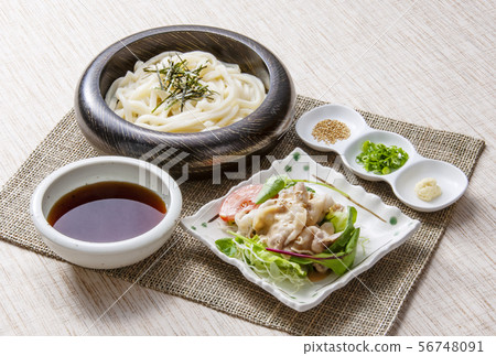 Cold udon and cold shabu tsukemen image material 56748091