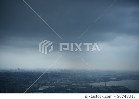 Tokyo cityscape in Japan overlooking dark clouds over Tokyo, Kawasaki, etc. Tokyo cityscape in Japan overlooking dark clouds over Tokyo, Kawasaki, etc. 56748315