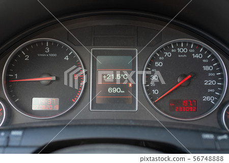 nice car black interior: dashboard, speedometer an 56748888