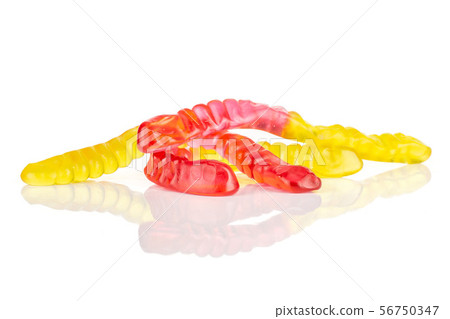 Jelly worm candy isolated on white 56750347
