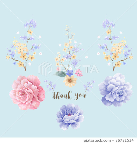 Elegant watercolor flowers and poster design 56751534