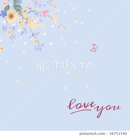 Elegant watercolor flowers and poster design 56751540