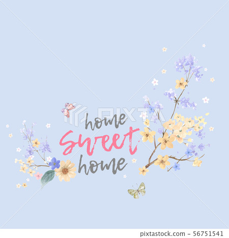 Elegant watercolor flowers and poster design 56751541