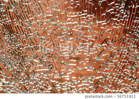 Broken and cracked glass in various shapes Broken and cracked glass in various shapes 56751921