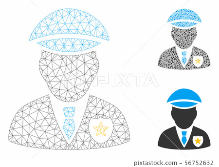 Sheriff Vector Mesh Wire Frame Model and Triangle Mosaic Icon 56752632
