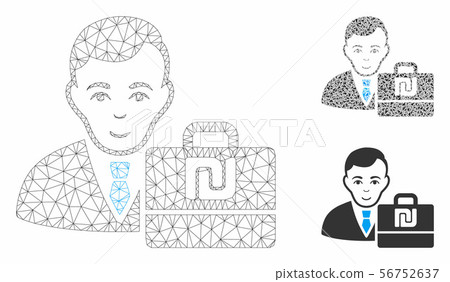 Shekel Accounter Vector Mesh Wire Frame Model and Triangle Mosaic Icon 56752637